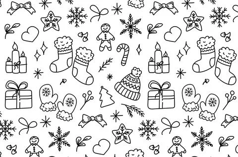 New year doodle pattern Stock Illustration