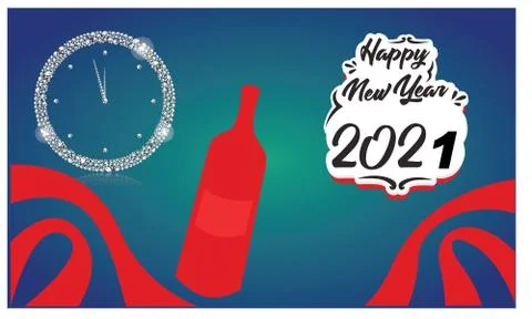 New year with drinks Illustrazione stock