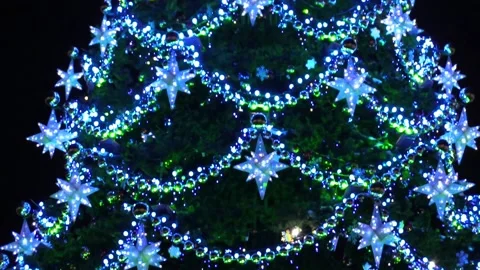 New Year (E). The central Christmas tree in Voronezh on Lenin Square. Video stock 145791082