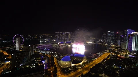 New year eve fireworks show at Singapore. Stock Footage