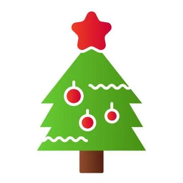 New Year eve tree flat icon. Fir-tree with decoration and starsymbol, gradient 库存插图