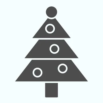 New year eve tree solid icon. Decoration fir-tree with glass balls. Christmas 库存插图
