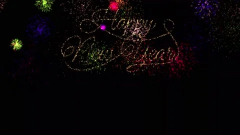 New Year Eve's Footage With Different Colors Of Fire Works Blast Stock Footage 234382313