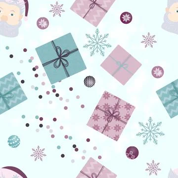 New Year Faces Santa Pattern Stock Illustration