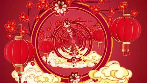 New Year festive background with red and gold embellishments-4 Видео 295910494