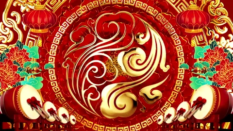 New Year festive background with red and gold embellishments-1 Stock Footage 295910565