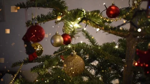 New Year Festive Table with Falling Star Confetti Animation Video stock 330248089