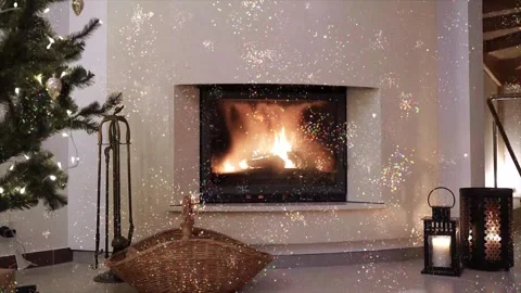 New Year Festive Table with Falling Star Confetti Animation Stock Footage 330248094