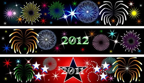 New Year Firework Banners Stock Illustration