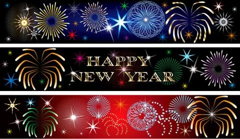 New Year Firework Banners  Stock Illustration
