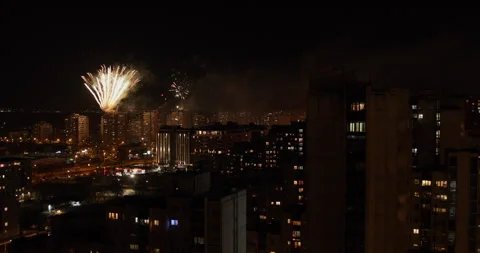 New year firework in city Stock Footage 260325884