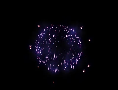 New Year Firework Explosion With Blue And Orange Sparks Loop Background Stock Footage 317878744