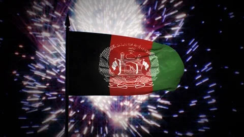 New year firework flag of Afghanistan Stock Footage 101339609