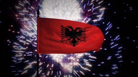 New year firework flag of Albania Stock Footage 101339561