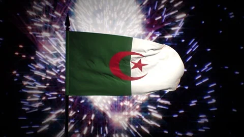 New year firework flag of Algeria Stock Footage 101339653
