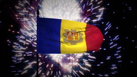 New year firework flag of Andorra Stock Footage 99751510