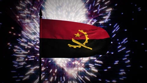 New year firework flag of Angola Stock Footage 99751613