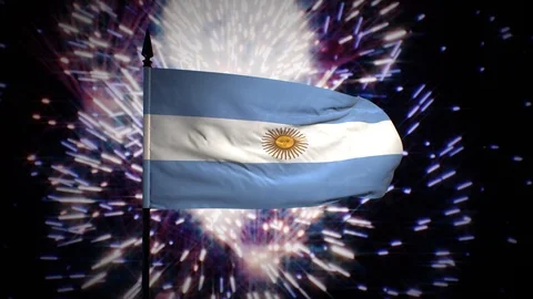 New year firework flag of Argentina Stock Footage 100089566