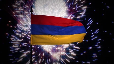 New year firework flag of Armenia Stock Footage 100089533