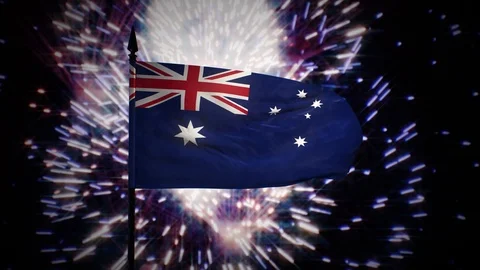 New year firework flag of Australia Stock Footage 100089798