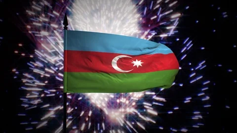 New year firework flag of Azerbaijan Stock Footage 100090057