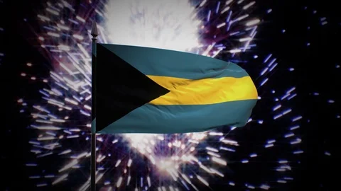 New year firework flag of the Bahamas Stock Footage 101355635