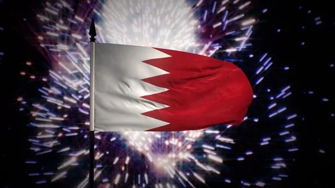 New year firework flag of Bahrain Stock Footage 100090072