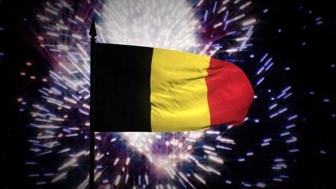 New year firework flag of Belgium Stock-Footage 100091096