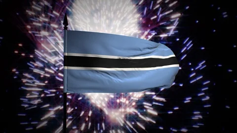 New year firework flag of Botswana Stock Footage 100091492