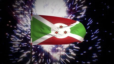 New year firework flag of Burundi Stock Footage 100243094