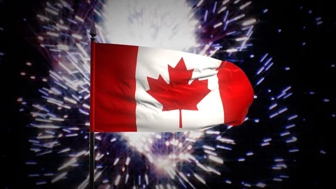 New year firework flag of Canada Stock Footage 101343719