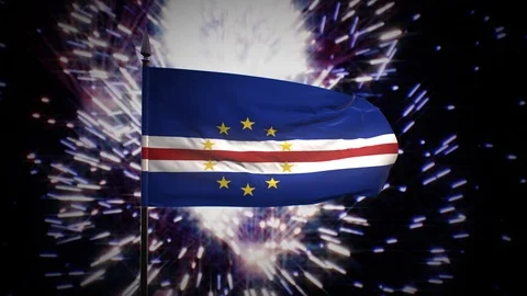 New year firework flag of Cape Verde Stock Footage 100243944