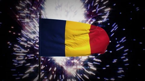 New year firework flag of Chad Stock Footage 100243950