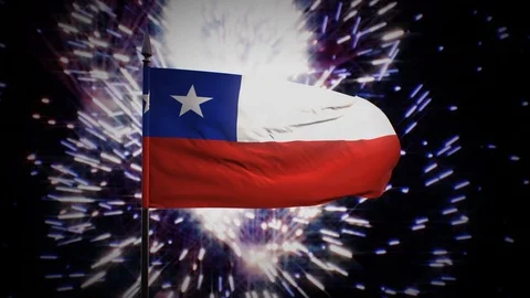 New year firework flag of Chile Stock Footage 101344101