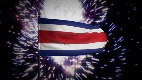 New year firework flag of Costa Rica Stock Footage 100244291