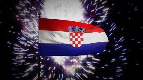 New year firework flag of Croatia Stock Footage 101344687
