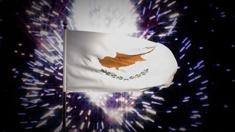 New year firework flag of Cyprus Stock Footage 101344919