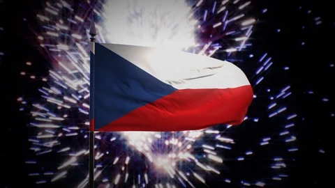 New year firework flag of the Czech Republic Stock Footage 101355815