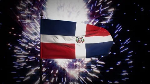 New year firework flag of the Dominican Republic Stock Footage 101356000