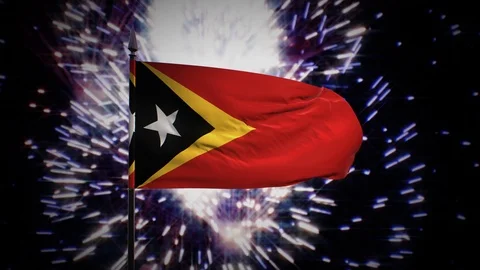 New year firework flag of East Timor Stock Footage 100245243