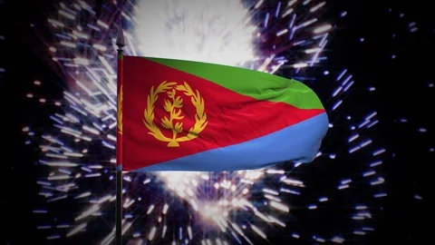 New year firework flag of Eritrea Stock Footage 100245418