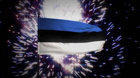 New year firework flag of Estonia Stock Footage 101345979