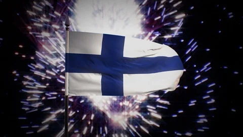 New year firework flag of Finland Stock Footage 100245591