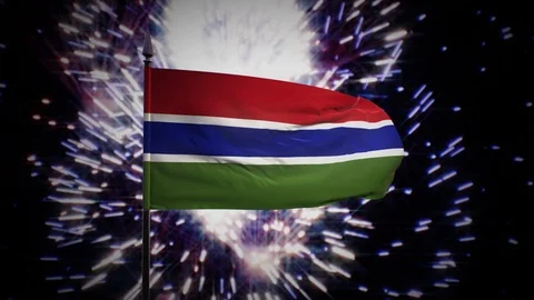 New year firework flag of The Gambia Stock Footage 101356041