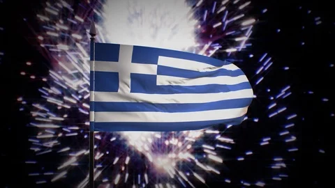 New year firework flag of Greece Stock Footage 100245714