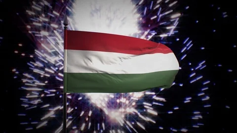 New year firework flag of Hungary Stock Footage 101347668