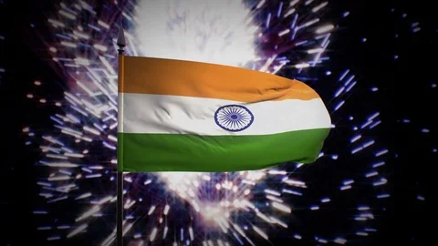 New year firework flag of India Stock Footage 101348005