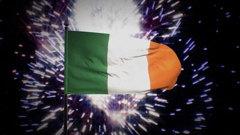 New year firework flag of Ireland Stock Footage 101348430
