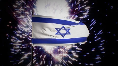 New year firework flag of Israel Stock Footage 101348352