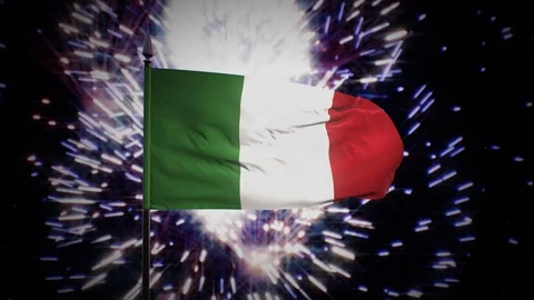 New year firework flag of Italy Stock Footage 101348802